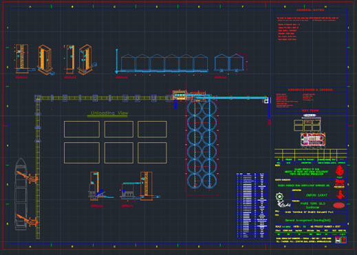 Plano técnico de una terminal de graneles