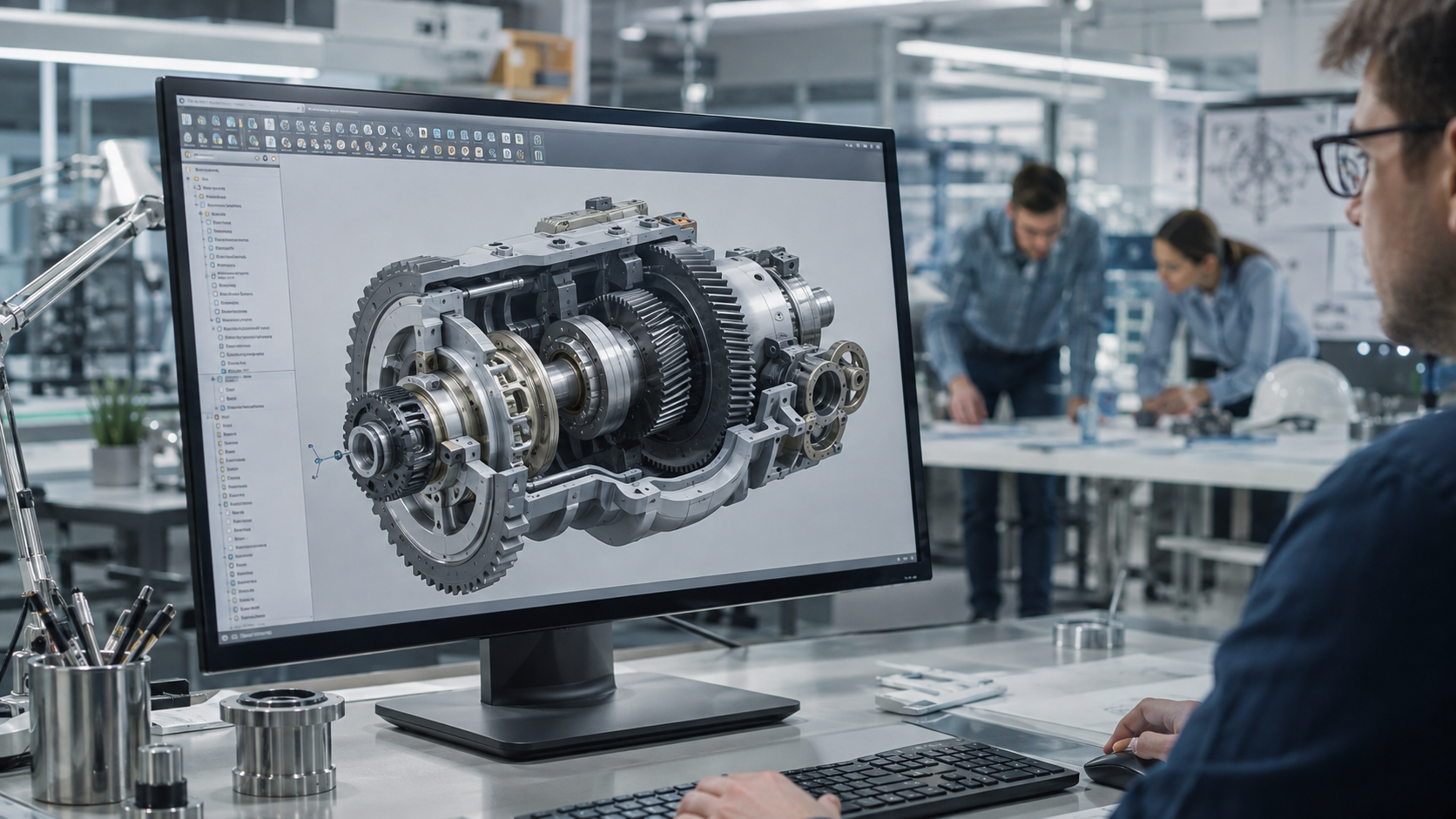 Diseño CAD 3D de un conjunto mecánico industrial